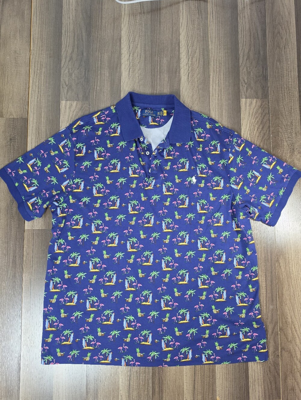 Polo Ralph Lauren Flamingo Print Soft Cotton Polo Shirt Tropical Preppy. 2XB
